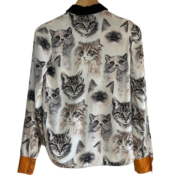 Stella McCartney silk cat print blouse size 34 or US 0, excellent condition - Picture 10 of 14